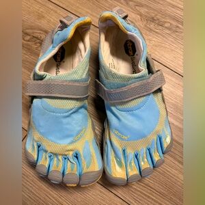 Vibram FiveFingers Light Blue and Yellow Toe Shoes